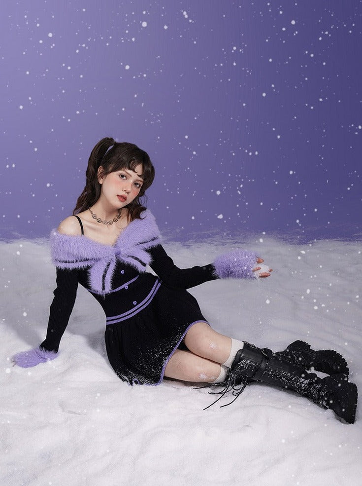 Girl Fighting Spirit Dark Fur Dress