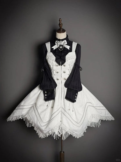 [pre-order Deadline: April 23] Dawnbreaker Gothic Jacquard Military Bustier Suspender Dress