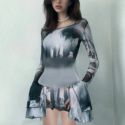 Flare Mesh Dress