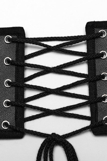 Black Lace-up Double-buckle Punk Girdle