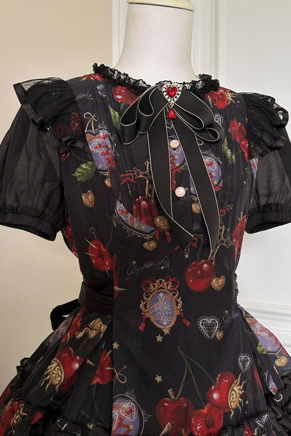 Retro Antique Cherry Sweet Lolita Dress + Jumper Skirt