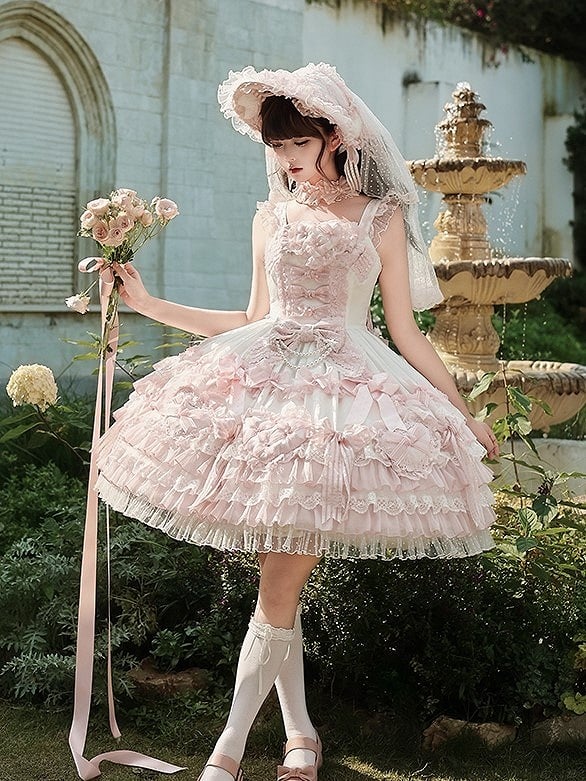 [pre-order Deadline: April 3] Pure Sweet Rose Fantasy Tiered Lolita Dress