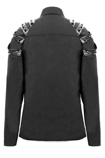 Black Long Sleeve Shoulder Zipper Punk Blouse