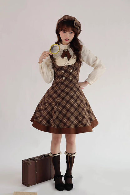 Brown [broken Pocket Watch] Sleeveless Printed Classic Lolita Bust-support Jsk Dress