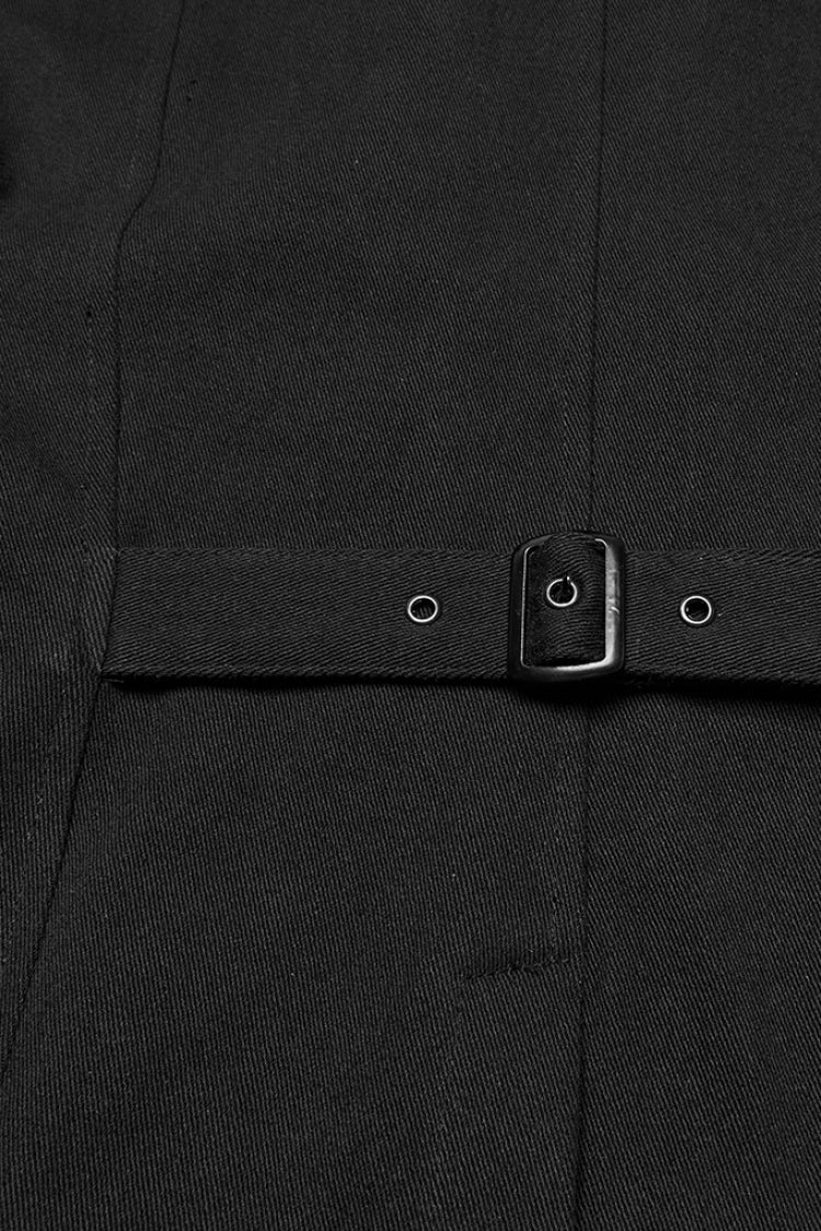 Black Stand Collar Armour Stitching Punk Vest