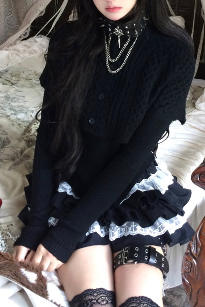 French Dark Tops + Tiered Skirt
