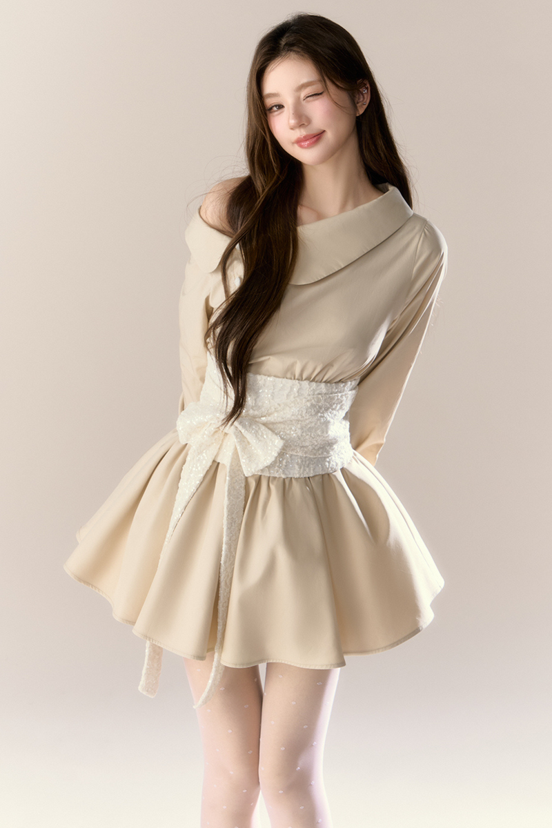 Heartbeat Signal Off Shoulder Shirt Dress