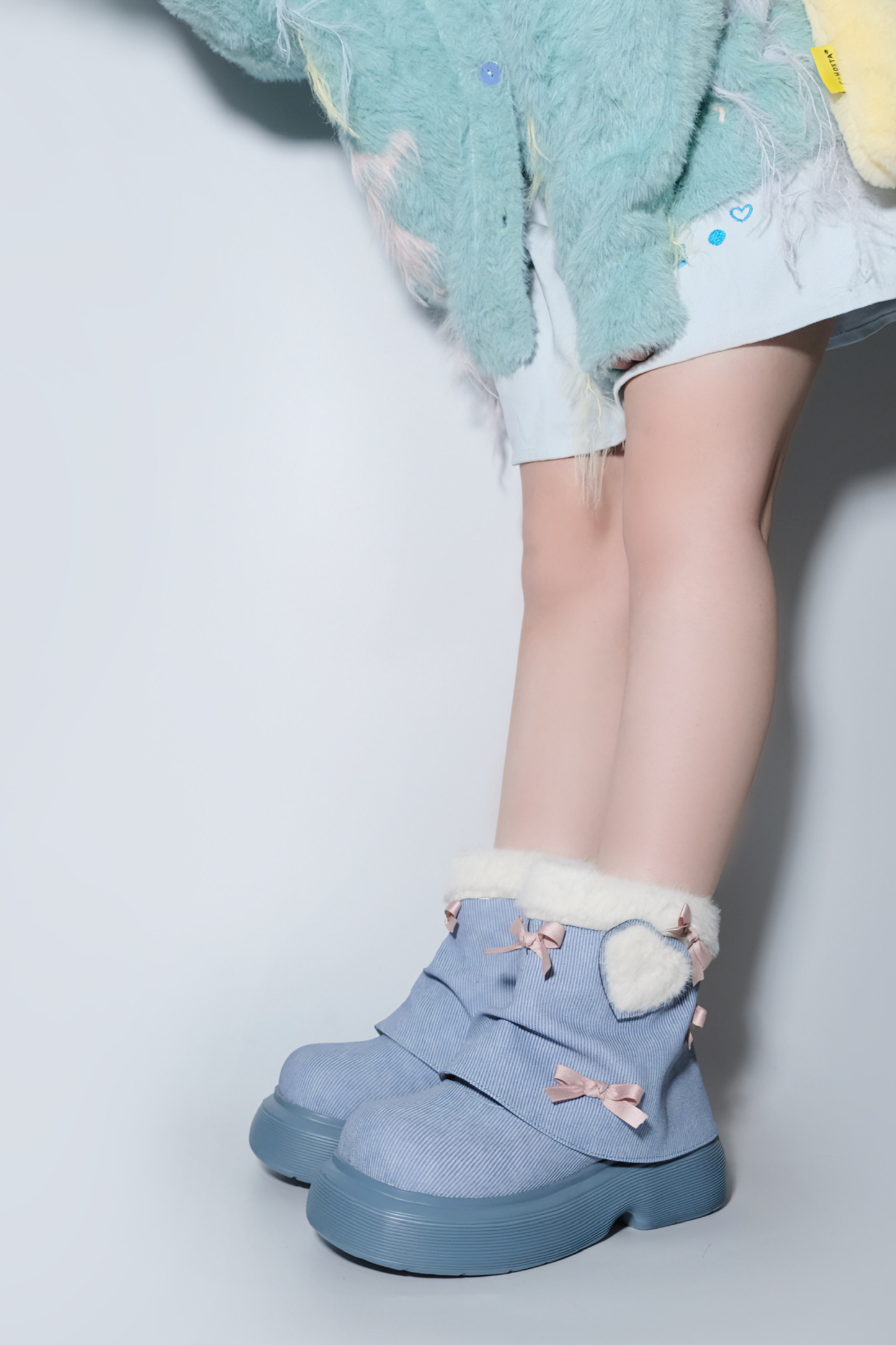 Velvet Ribbon Heart Short Boots