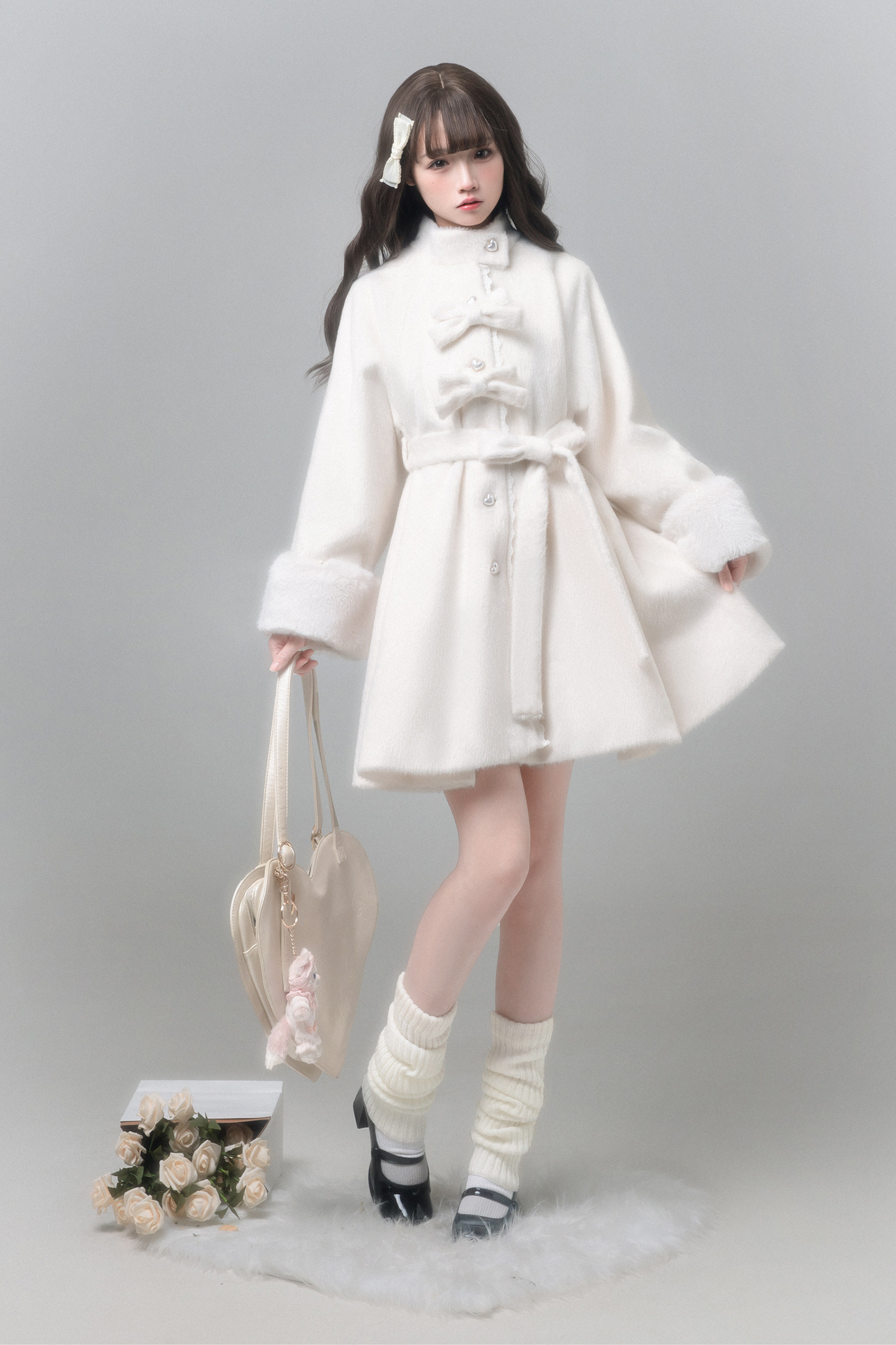 White Japanese Style Cape Coat