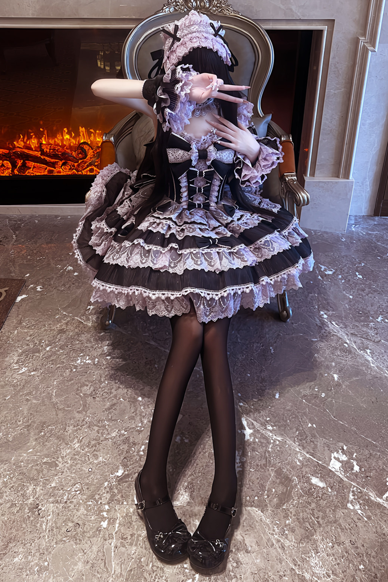 [pre-order] Princess Ballet Tiered Lolita Dress + Headband + Necklace + Sleeves + Tail