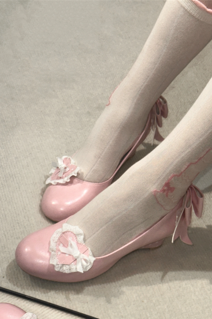Retro Polka Dot Heart Lolita Sweet Shoes
