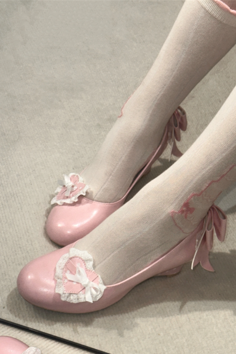 Retro Polka Dot Heart Lolita Sweet Shoes