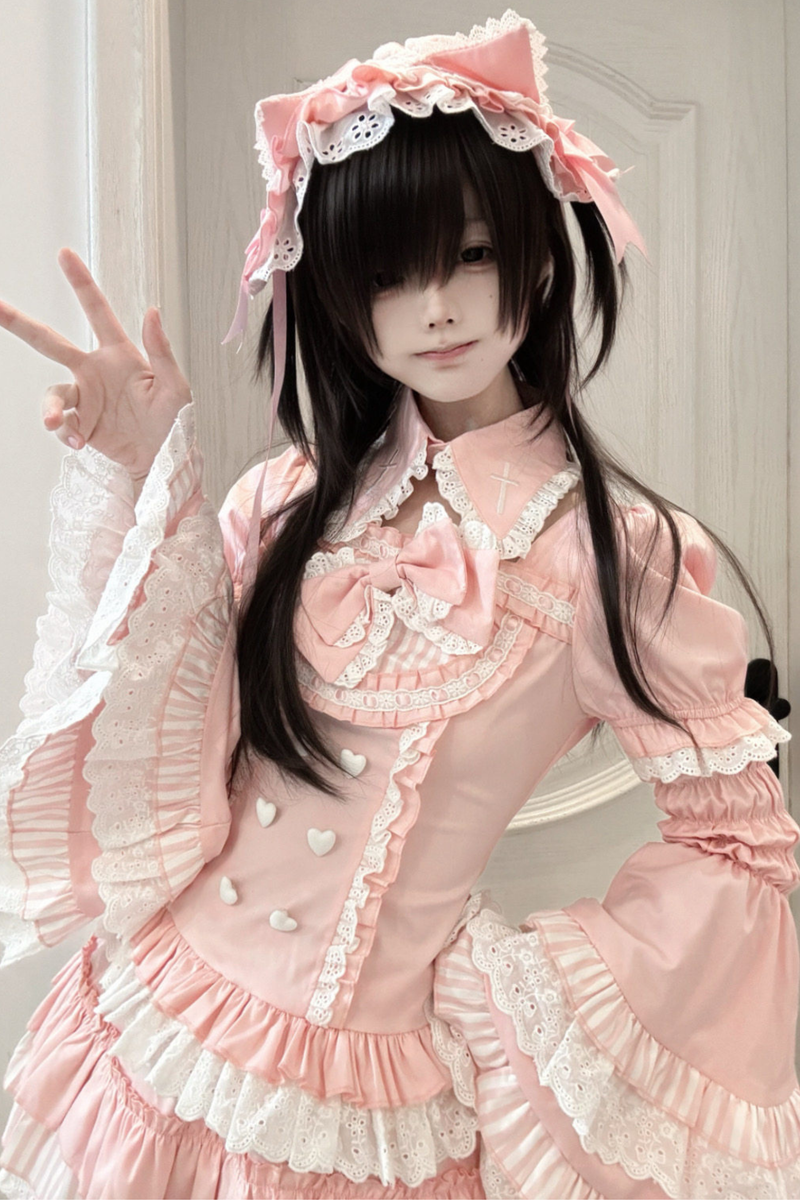 Pink Princess Tiered Tops + Skirt + Sleeves + Headband