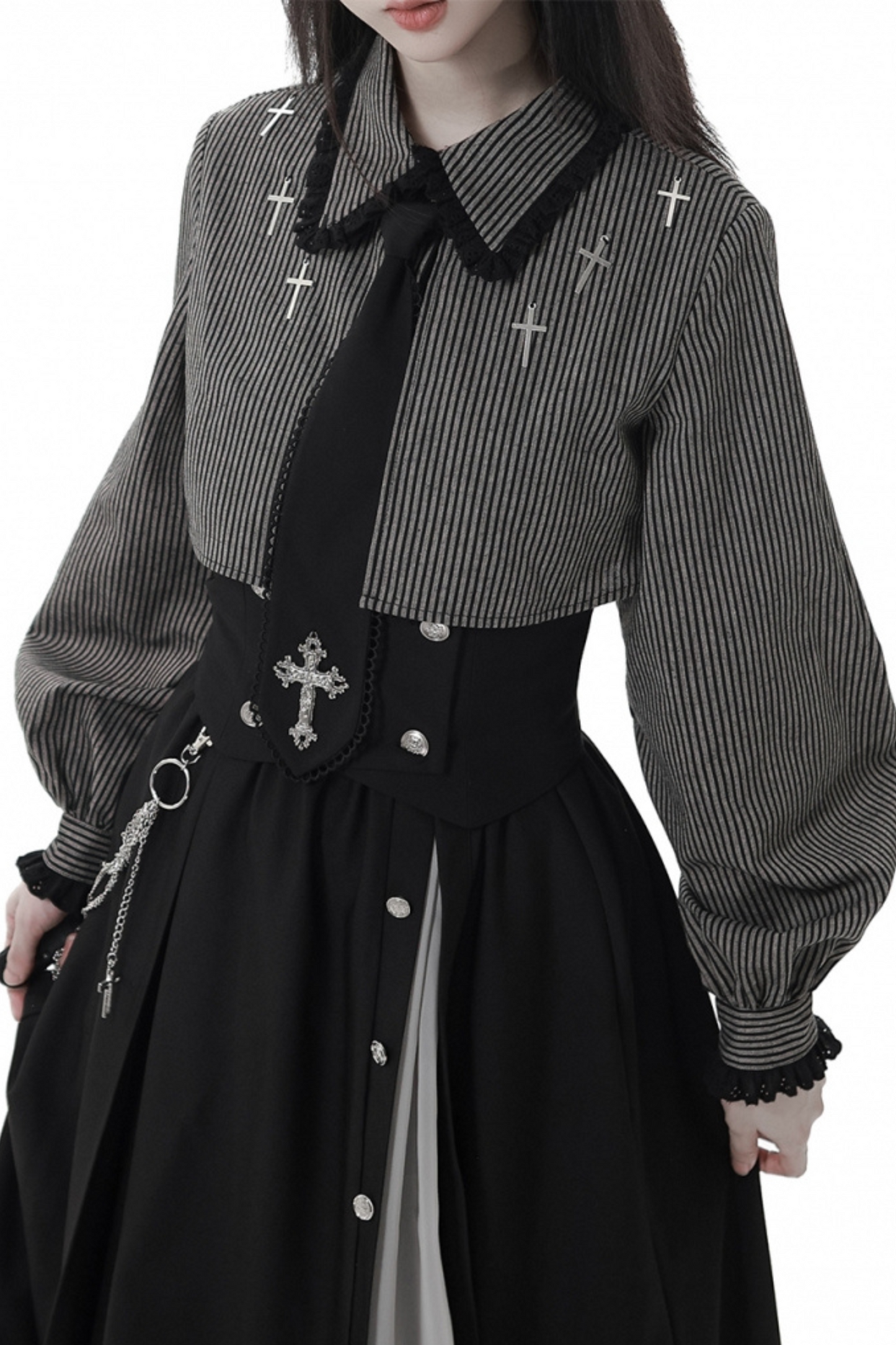 Cross Carol Dark Shirt + Corset + Skirt