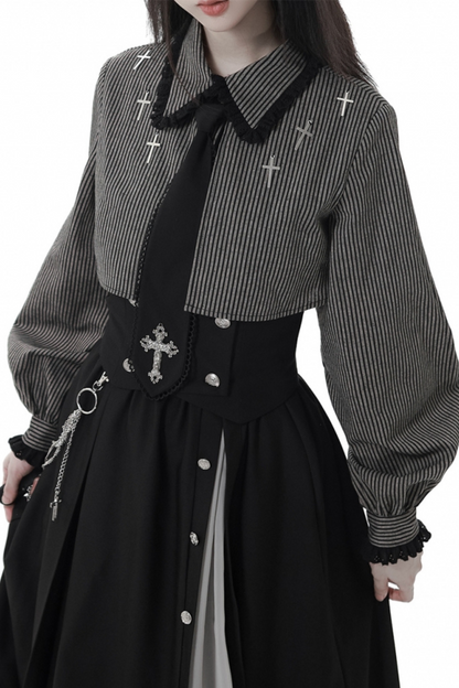 Cross Carol Dark Shirt + Corset + Skirt