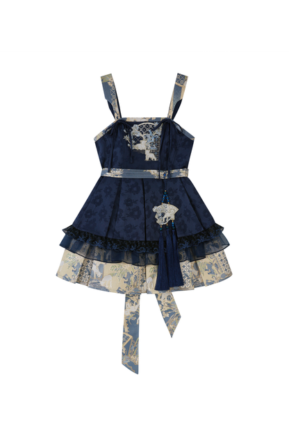 Chinese-style Suspender Skirt + Shirt + Accessories