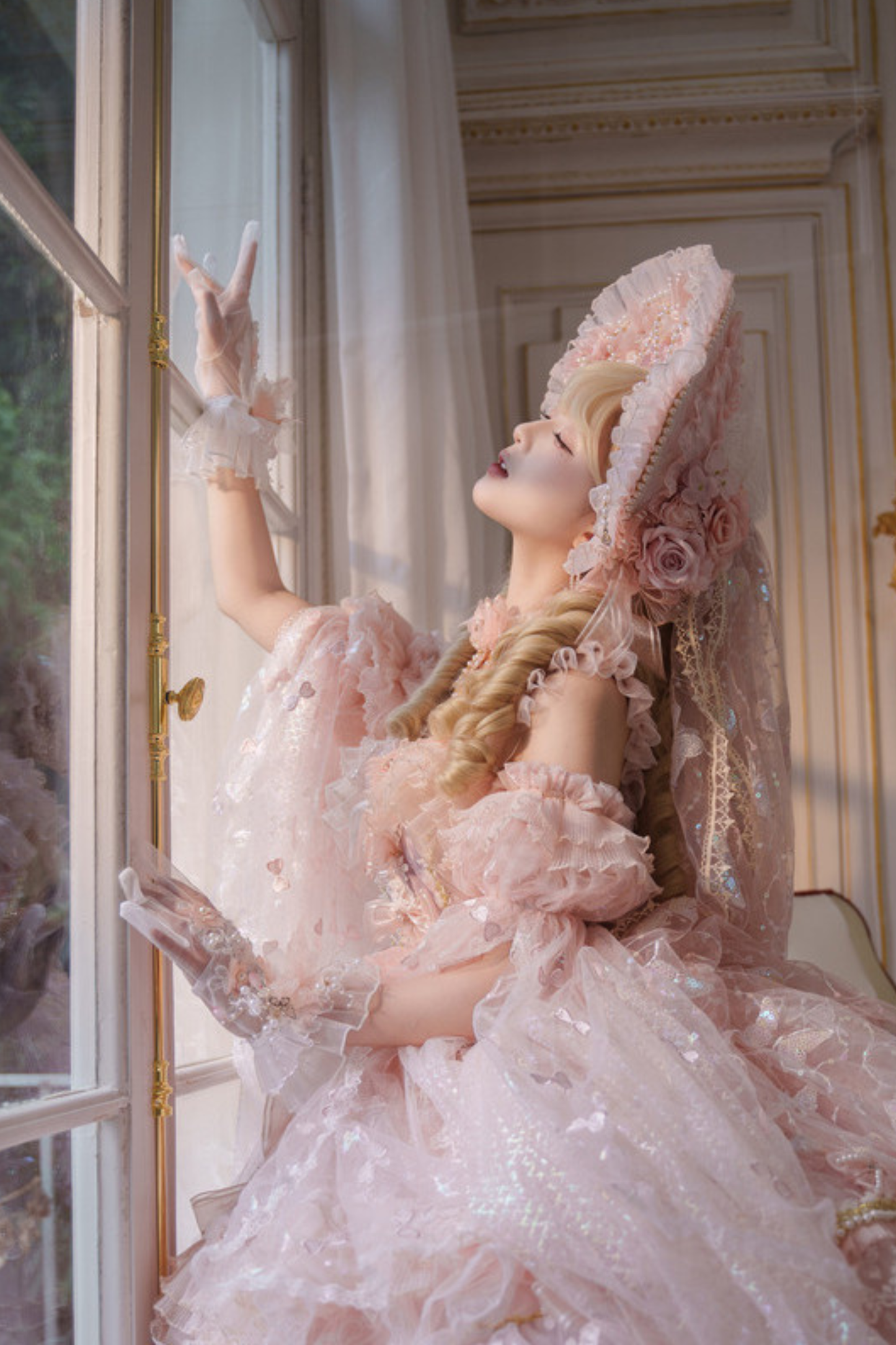 Sweet Flower Tea Party Lolita Accessory Hat + Veil + Necklace + Gloves + Scepter