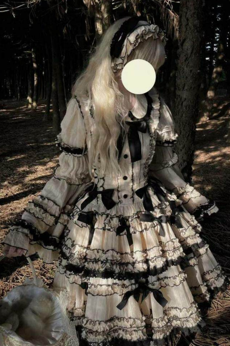 Pure Girl Ribbon Lolita Skirt + Innerwear + Vest + Hair Band + Sleeve