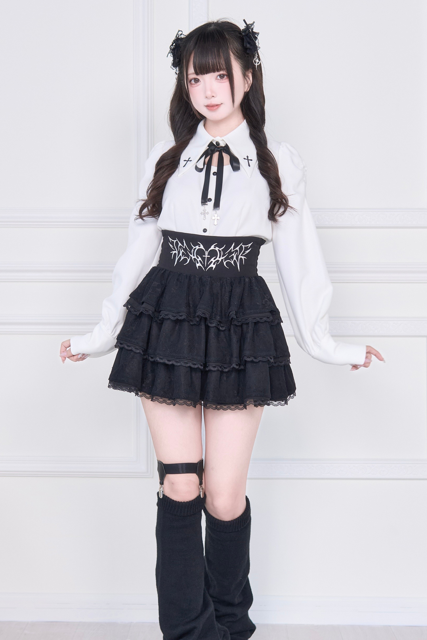 Cross Embroidery Shirt + Skirt