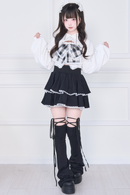 Ribbon Vest + Short Sweatshirt