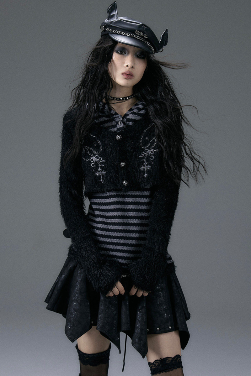 Striped Animal Hooded Top