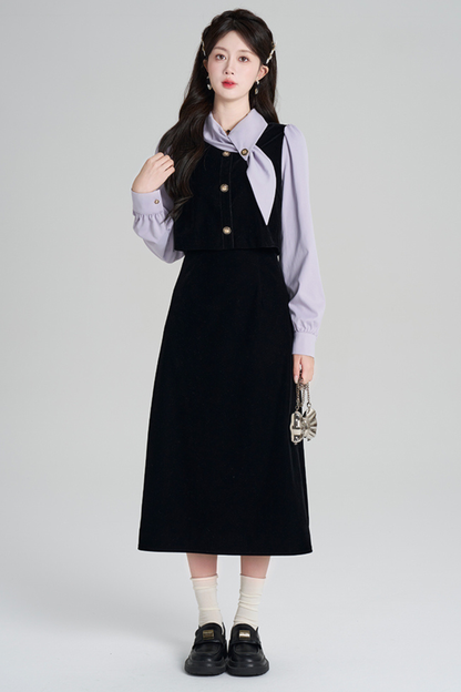 French Contrast Retro Dress