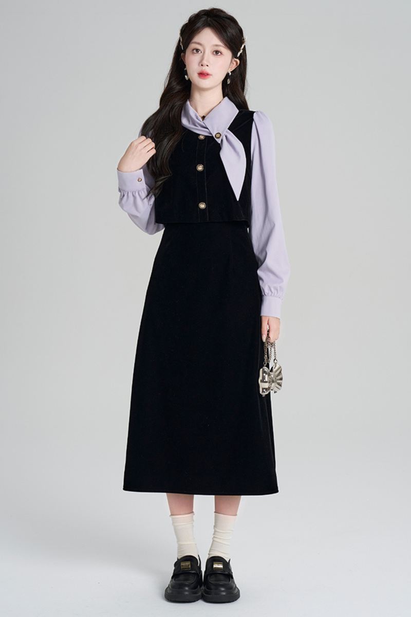 French Contrast Retro Dress