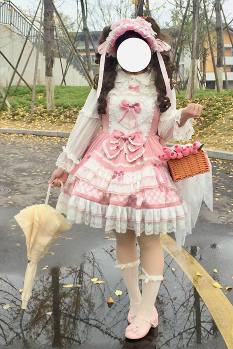 Heart Suspender Tiered Dress + Headpiece + Tail