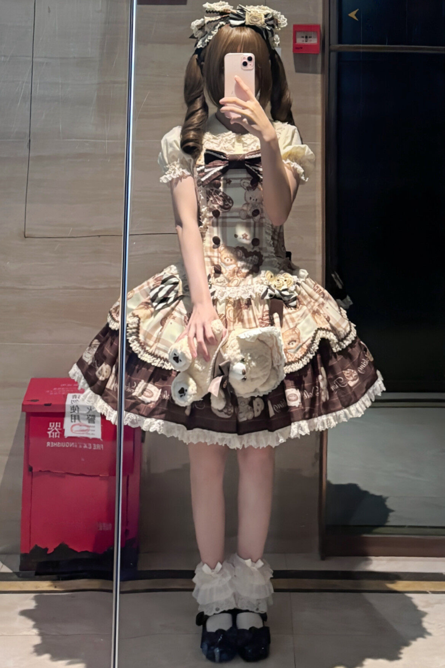 Bear Tea Party Lolita Dress + Jumper Skirt + Shirt + Headband + Brooch + Apron