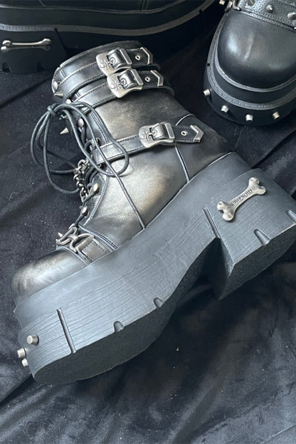 Leather Punk Platform Boots