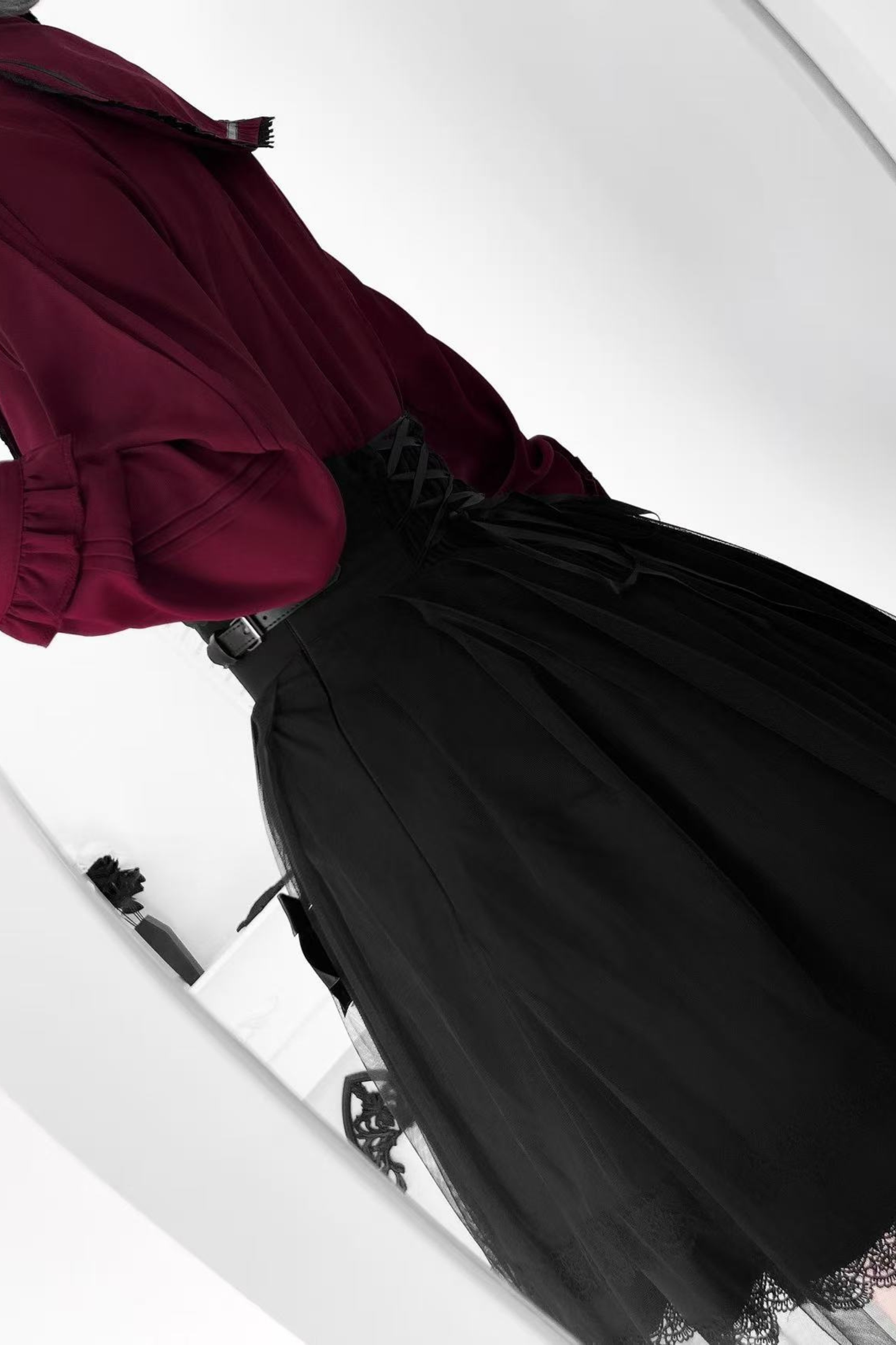 Dark French Lace Shirt + Skirt