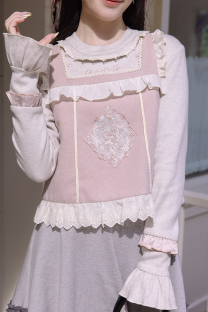 Ballet Tiered Knit Dress + Vest