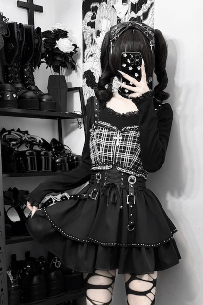 Dark Galaxy Lace Gothic Top + Skirt