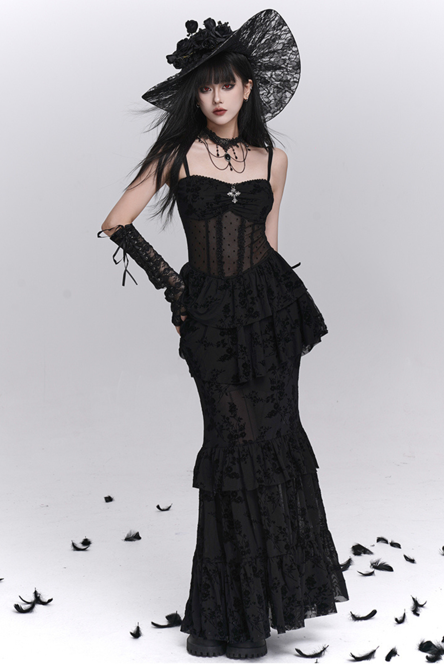 Ghost Girl Gothic Mermaid Dress + Sheer Outerwear