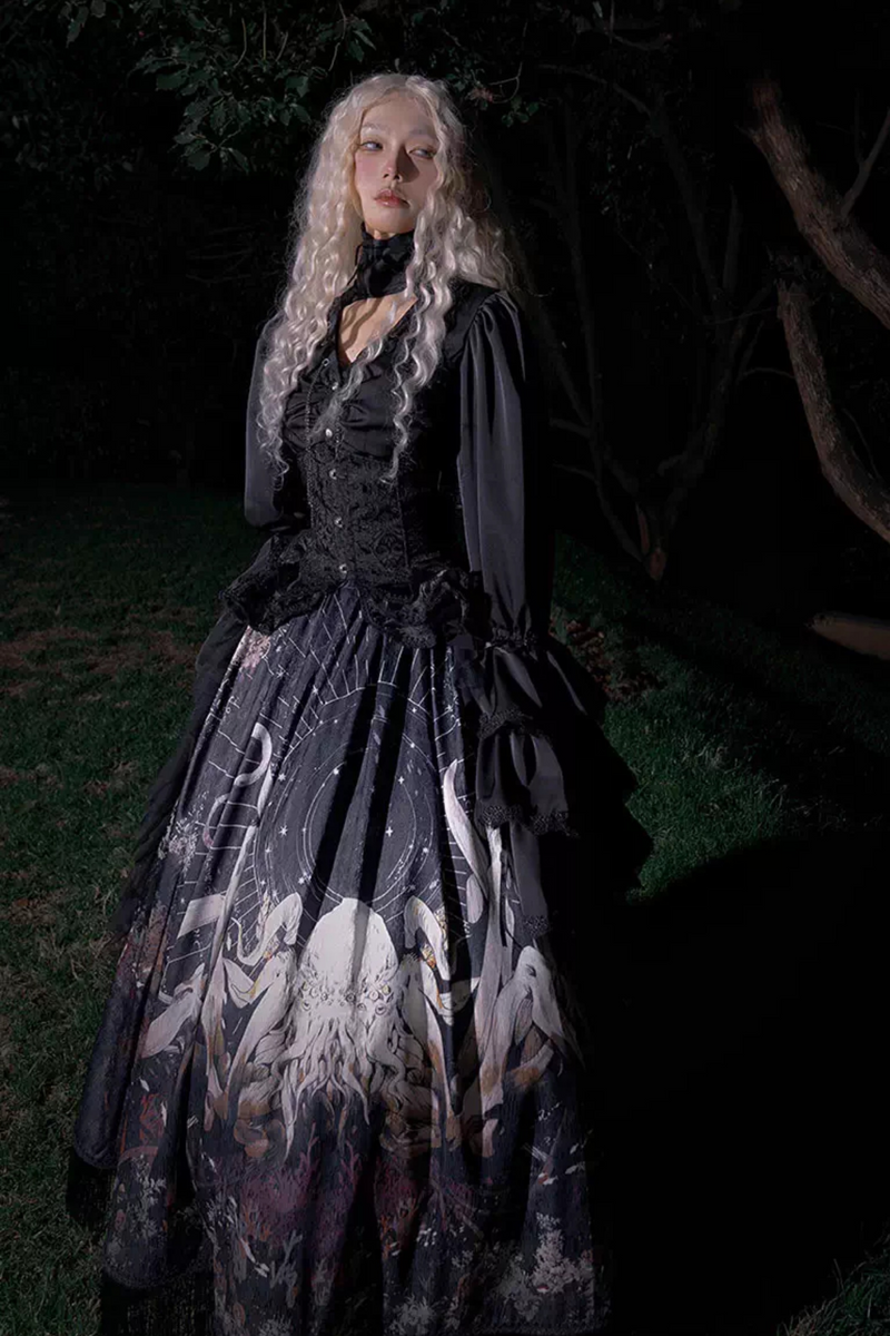 Cthulhu Gothic Dark Lolita Shirt + Skirt + Tail + Corset