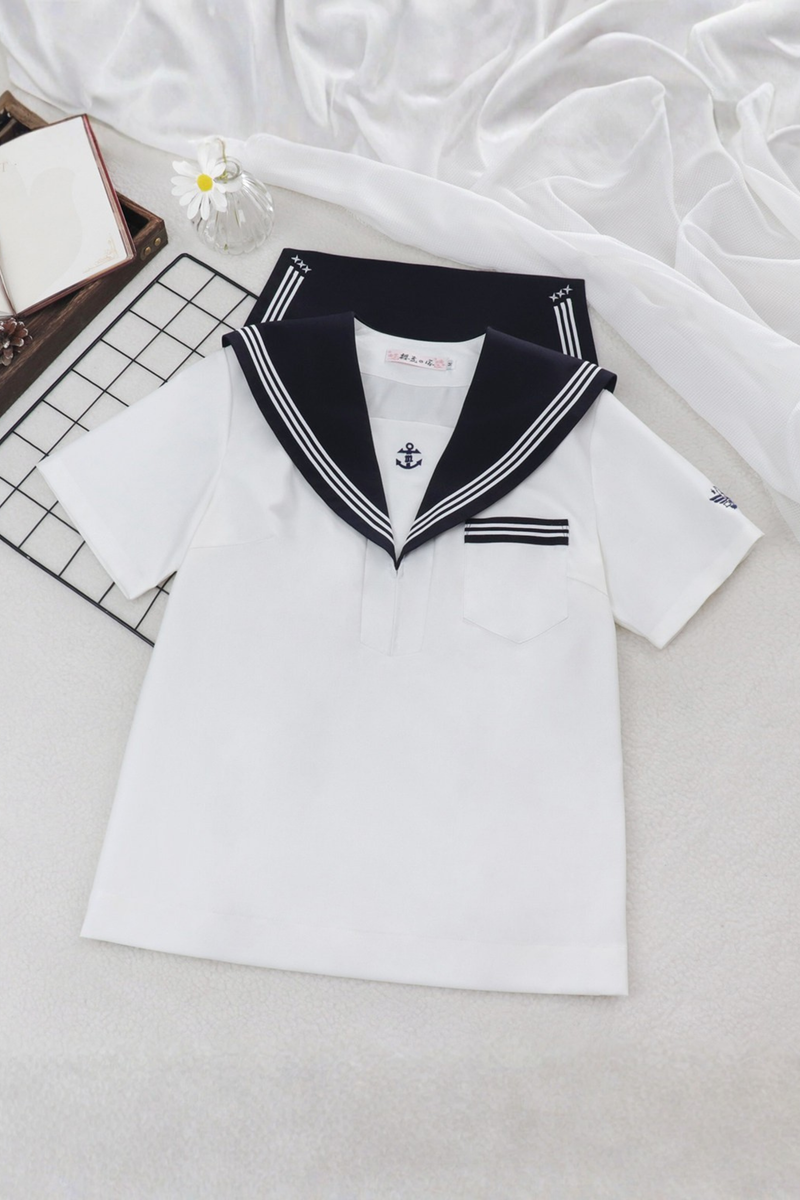 Sailor Shirt + Suspender Shorts + Tie + Beret