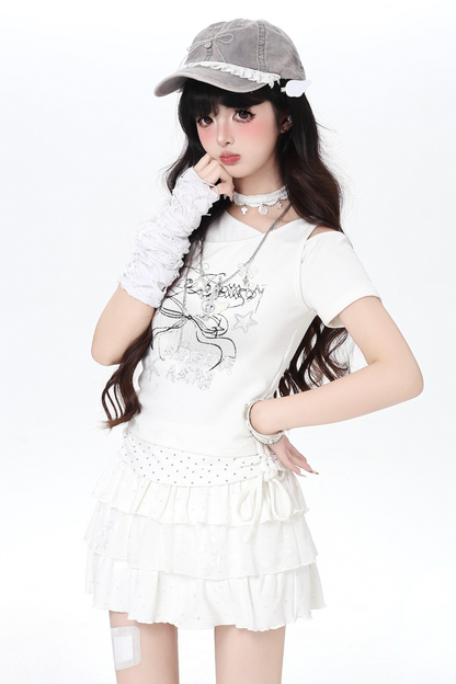 One Shoulder Drawstring Top