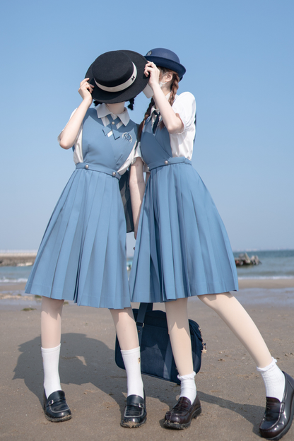 Retro College Vest Skirt + Shirt + Jacket