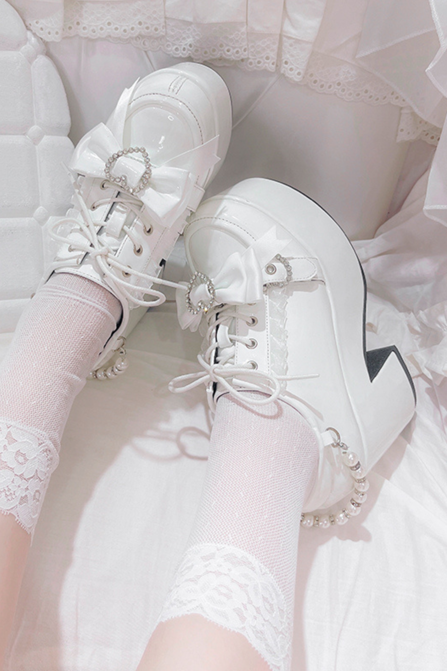 Jirai Ribbon Pearl Strap Doll Subculture Shoes