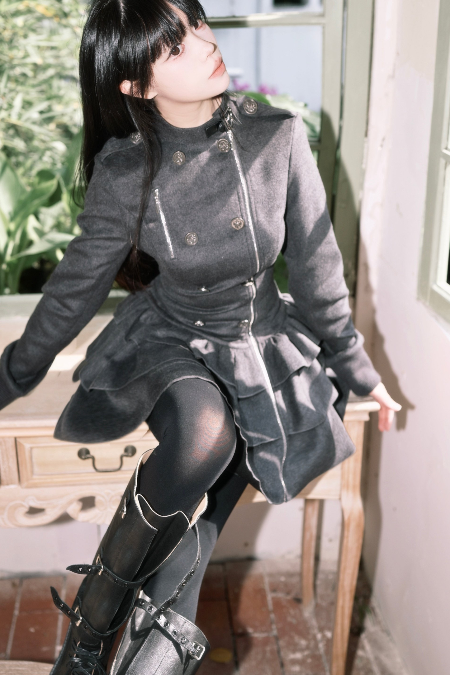 Gothic Ruffle Tiered Dress