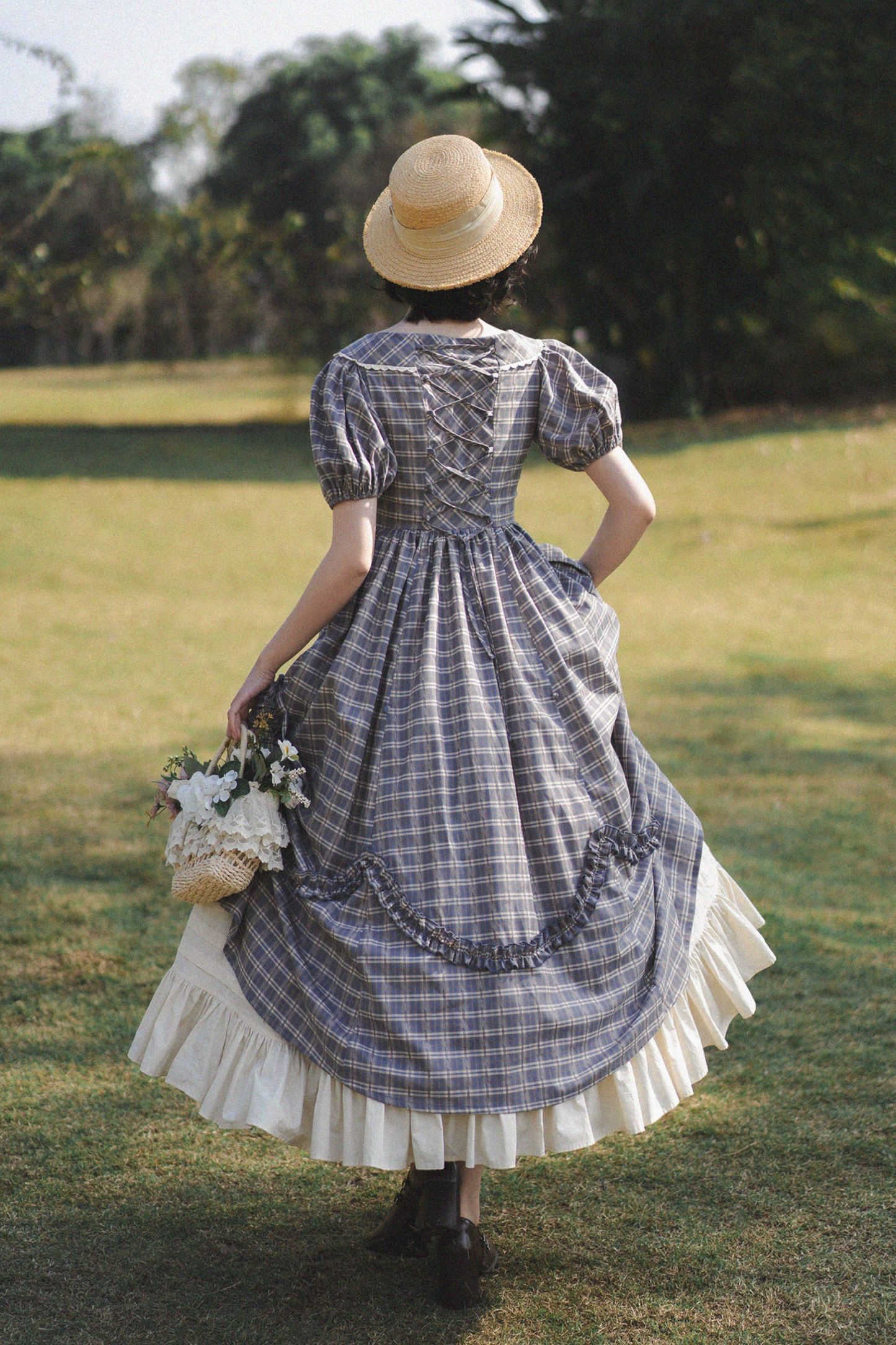 Forest Ward Retro Plaid Lolita Dress + Petticoat