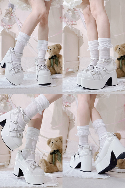 Cross Belt Design Shiny Shoes