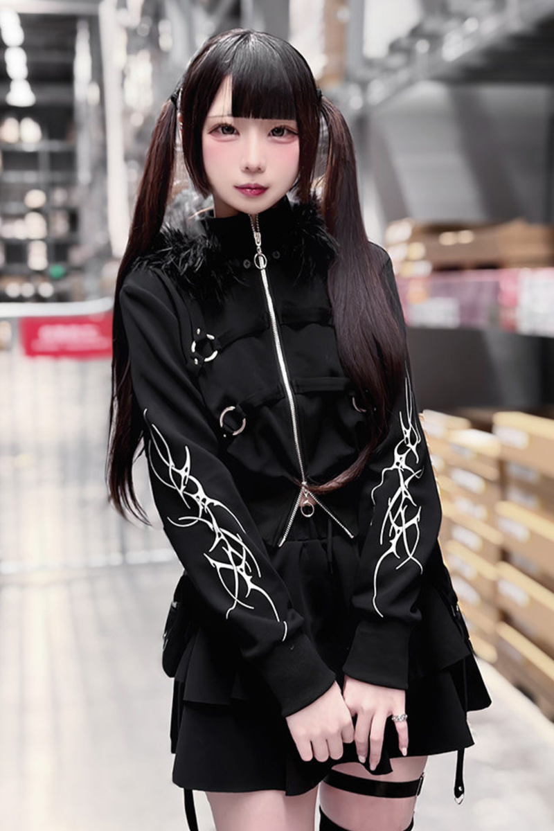 Gothic Print Jacket + Skirt