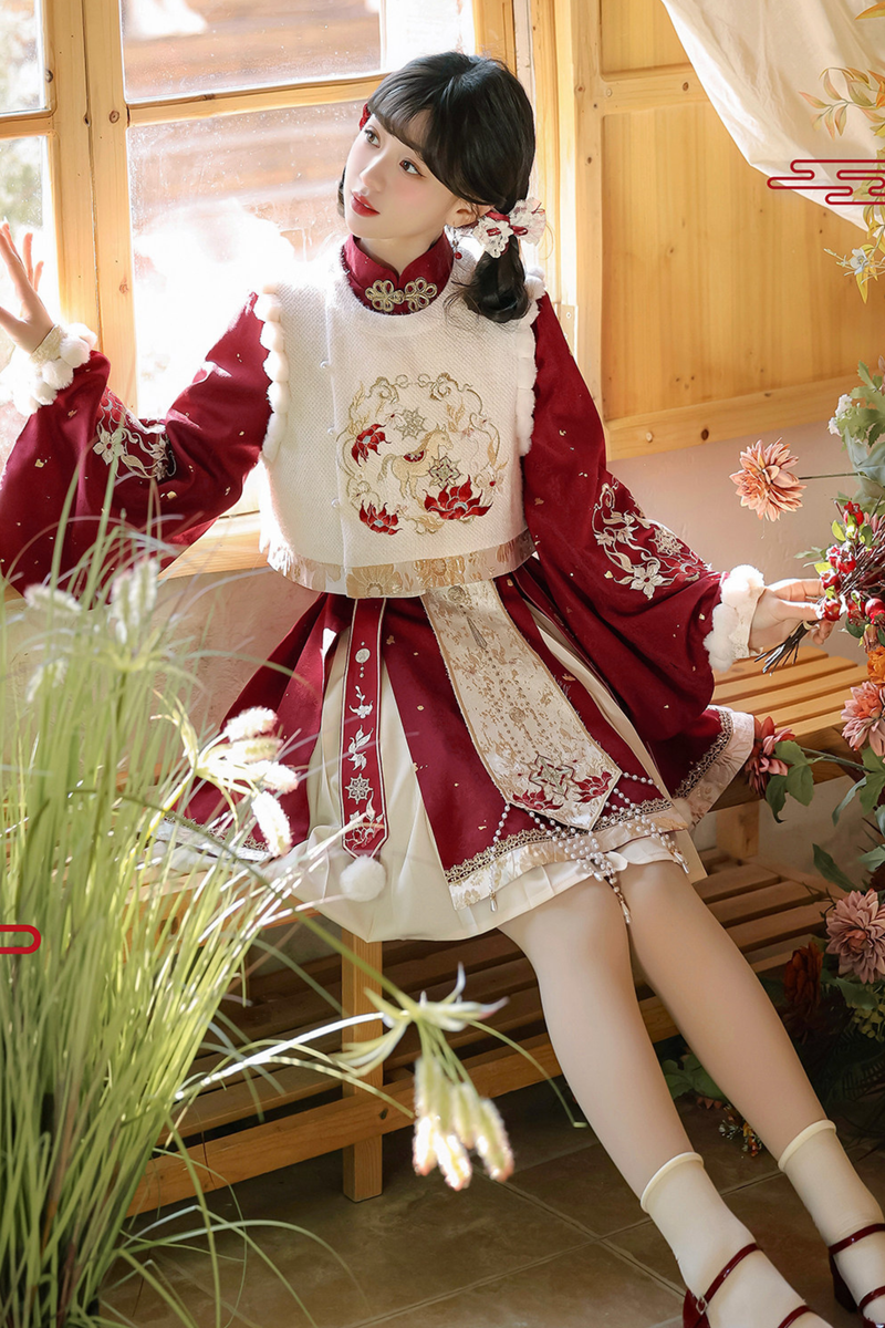Chinese Lolita Red Dress Set