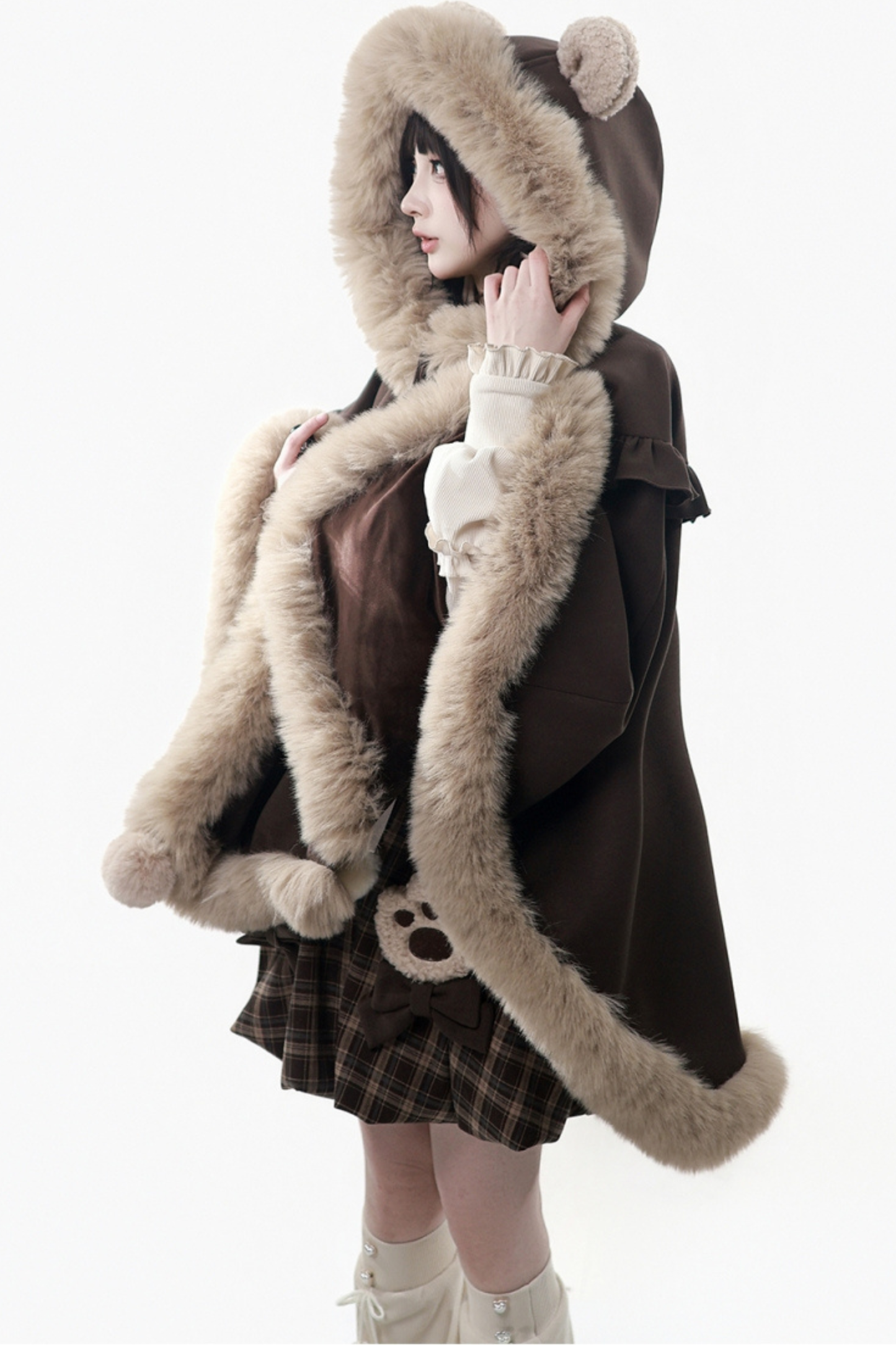 Velvet Bear Hooded Cape + Top + Suspender Skirt + Leg Covers