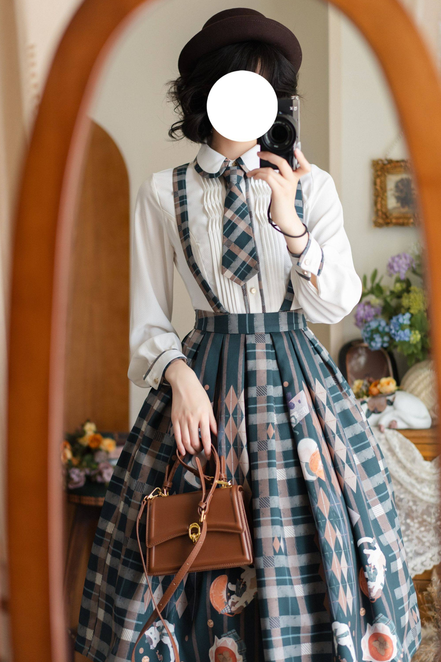 Retro Classic Academy Shirt + Vest + Plaid Skirt