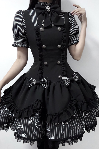 [pre-order Deadline: March 20] Rabbit Gothic Vampire Lolita Skirt + Striped Shirt + Hat