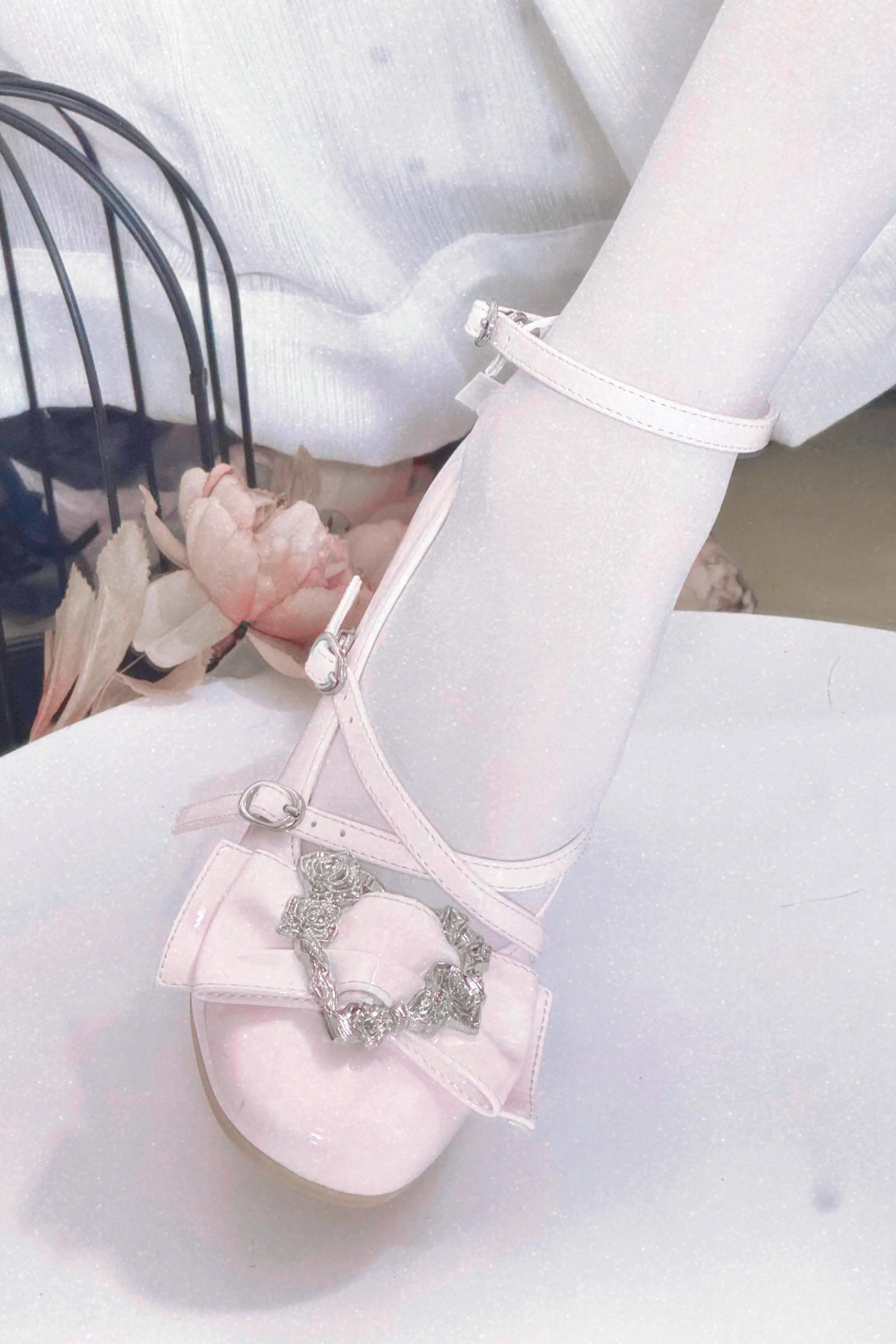 Love Buckle Crystal Heel Shoes