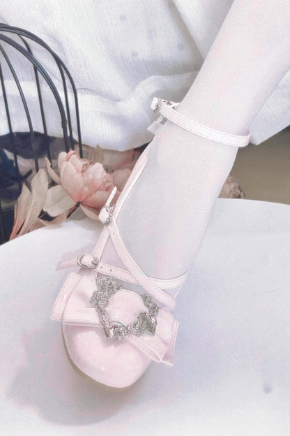 Love Buckle Crystal Heel Shoes