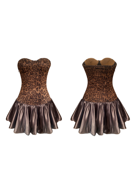 Leopard Print Y2k Padded Camisole Dress